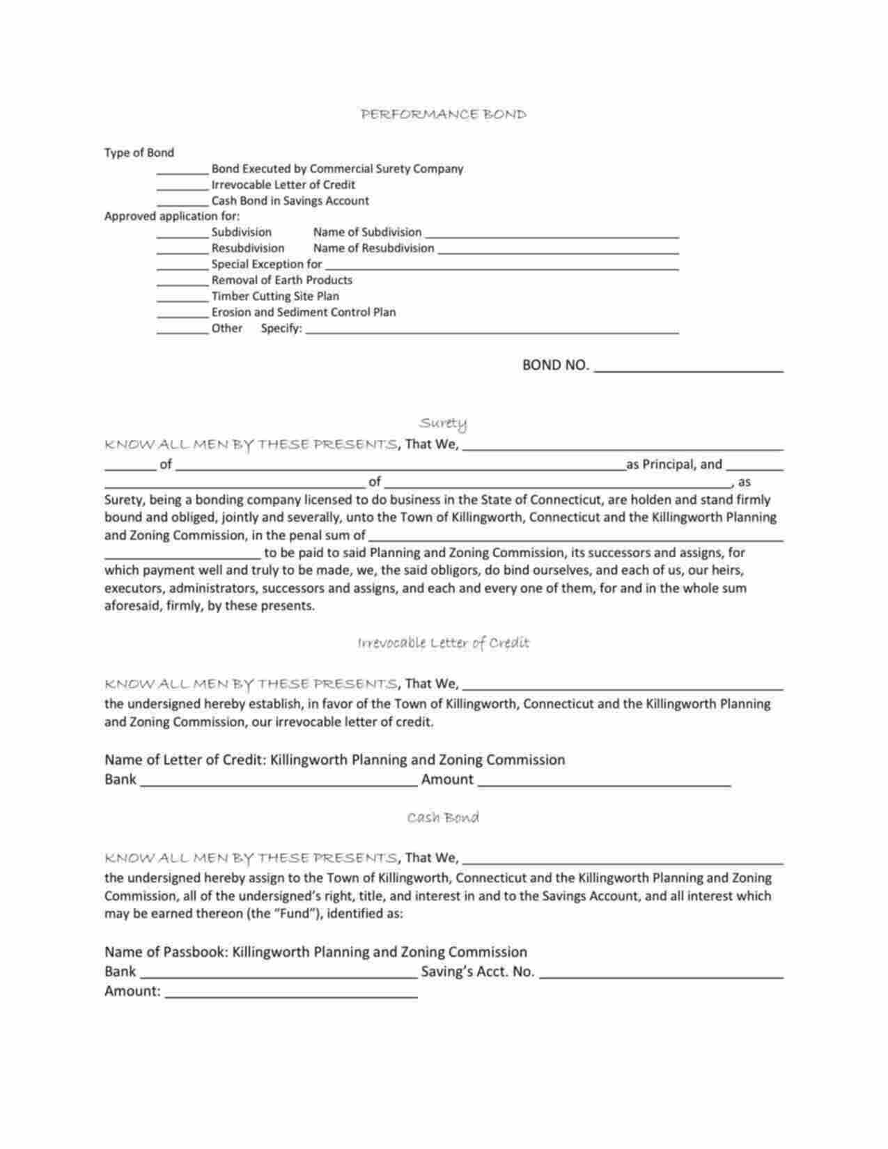 Connecticut Erosion and Sediment Control Plan Bond Form