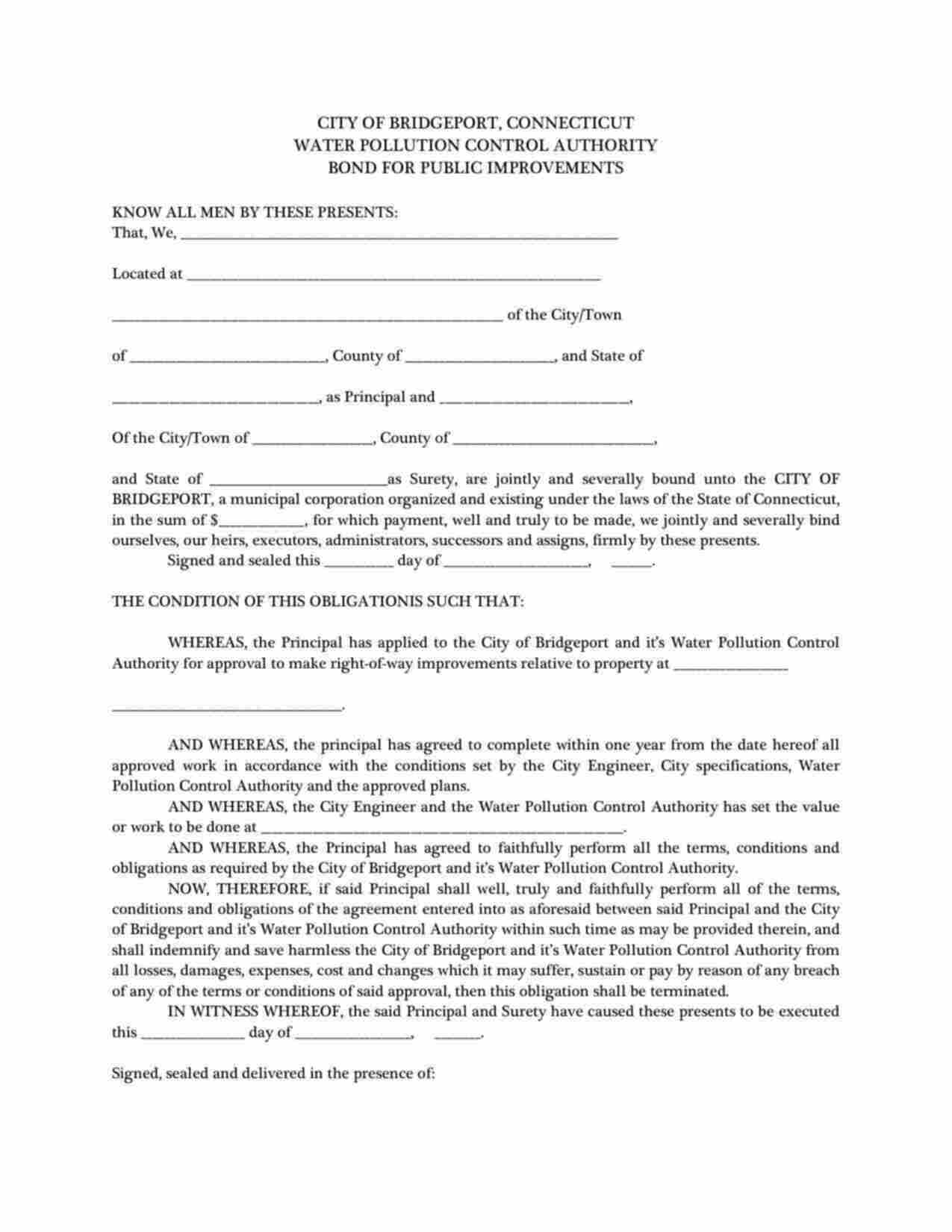 Connecticut Water Pollution Control Bond Form