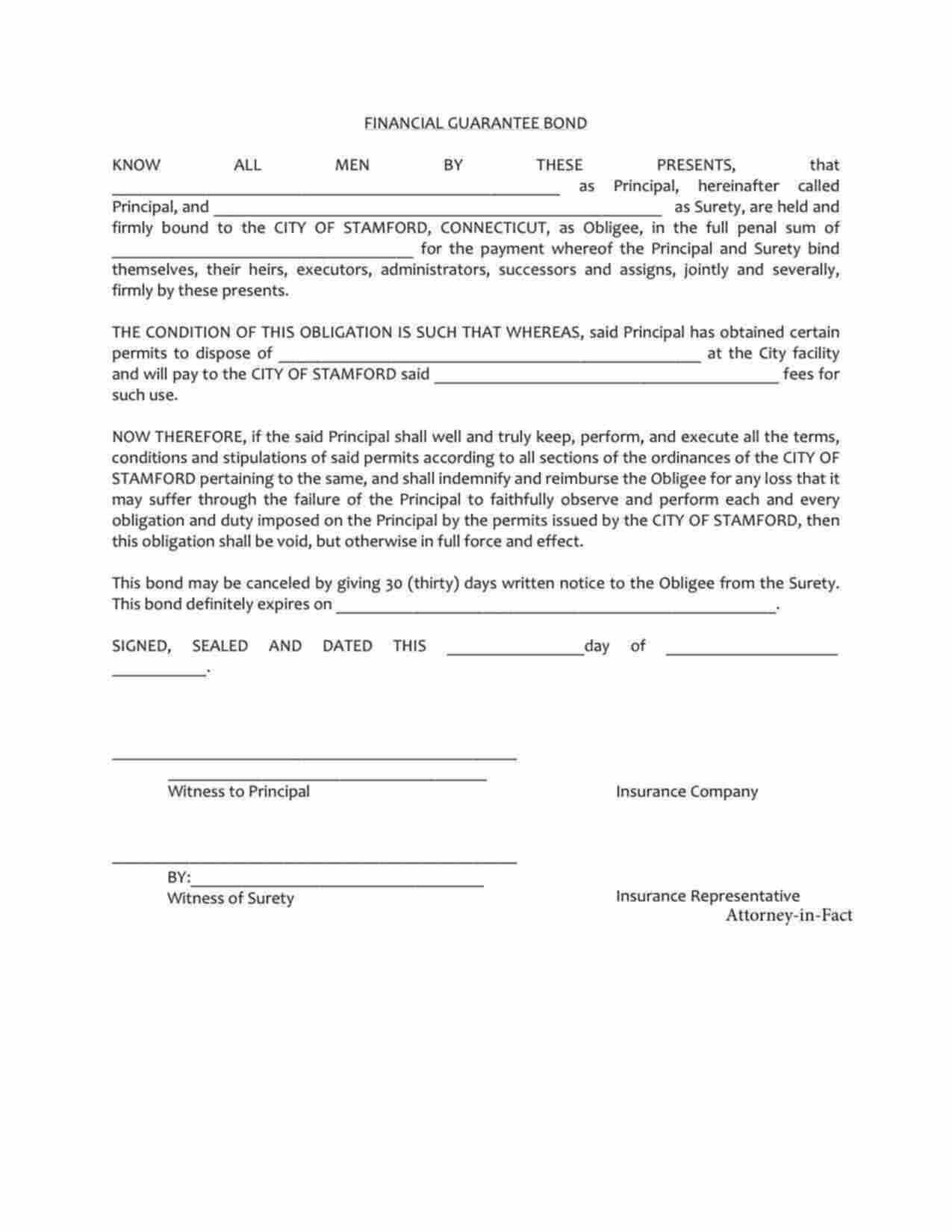 Connecticut Solid Waste Disposal Bond Form