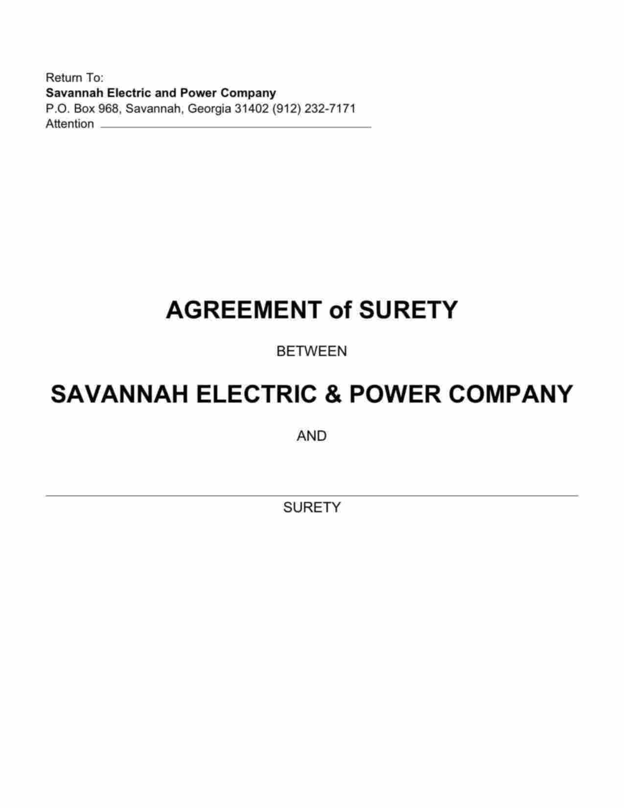 Georgia Utility Deposit Bond Form