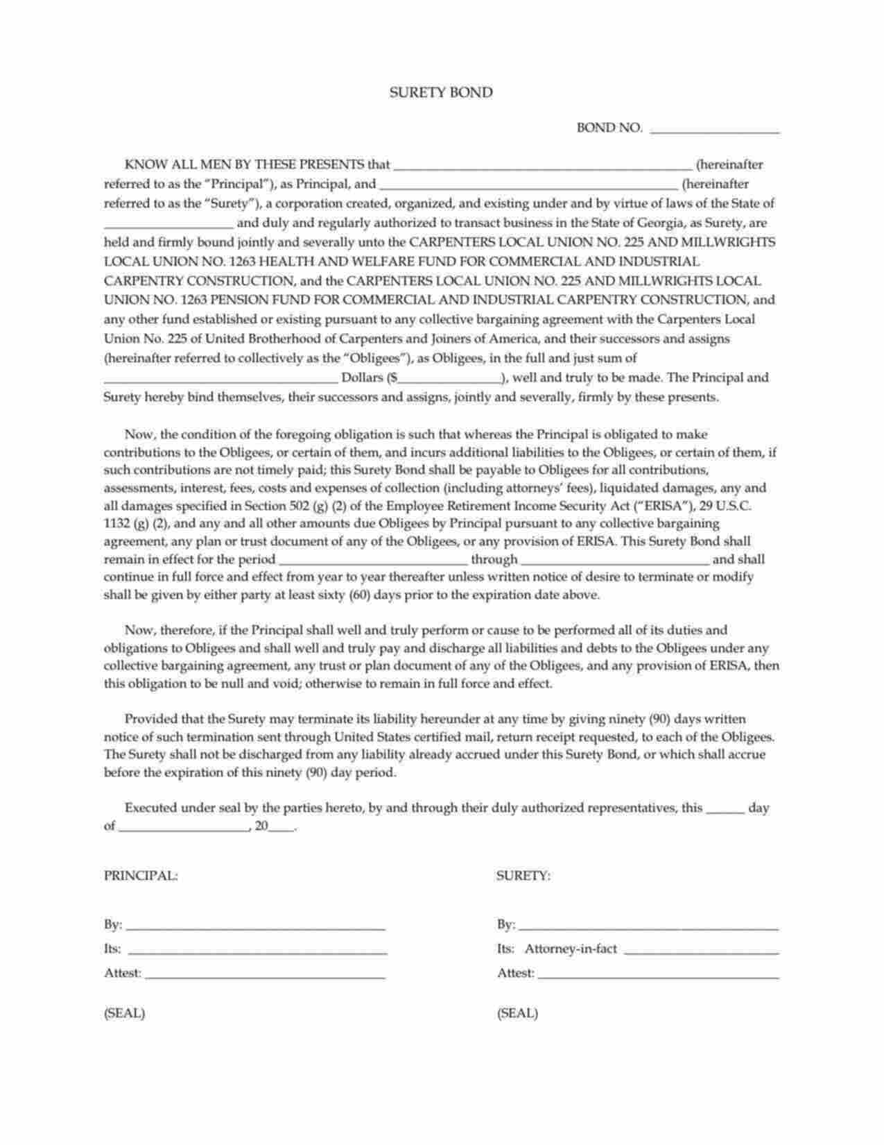 Georgia Wage and Welfare Bond Form