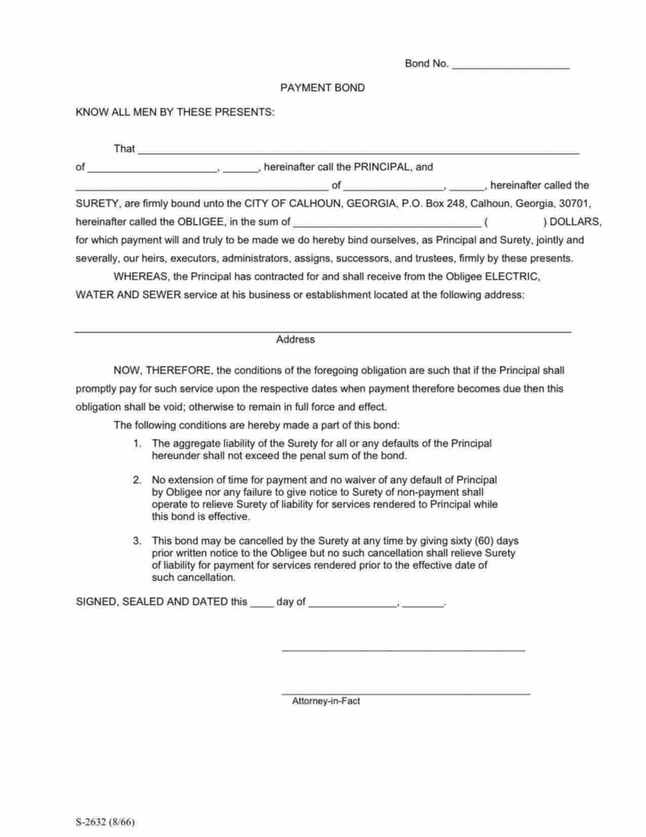 Georgia Utility Deposit Bond Form