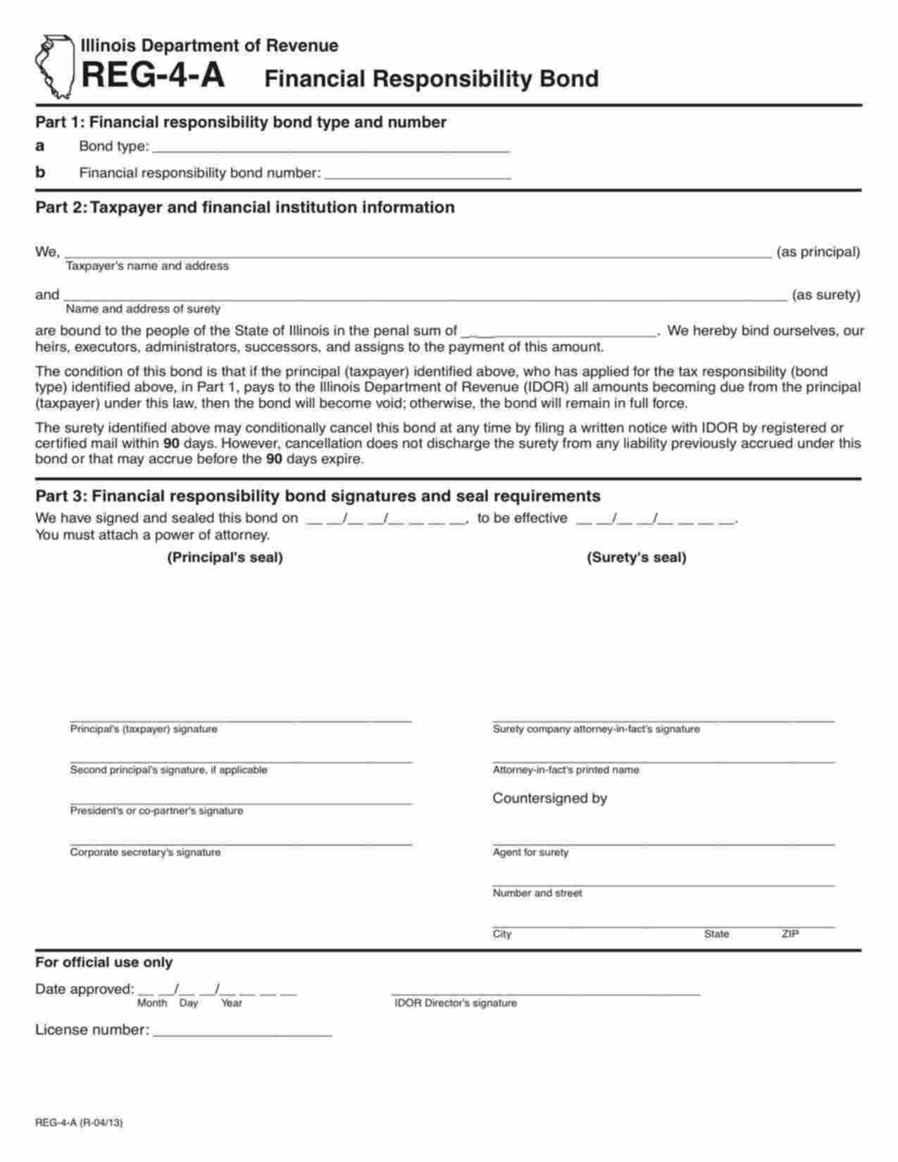 Illinois Fuel Tax / IFTA - Financial Responsibility Bond Form