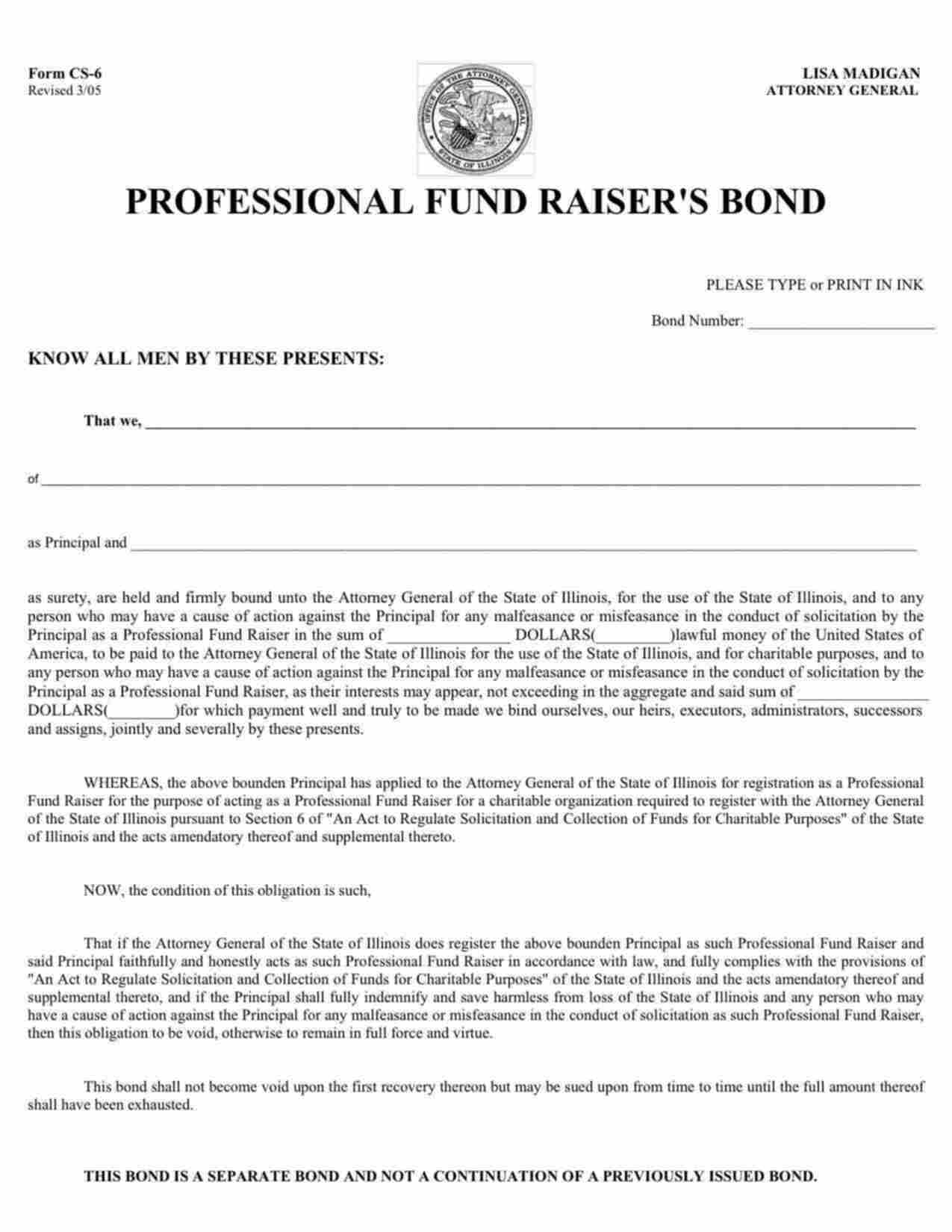 Illinois Professional Fund Raiser Bond Form