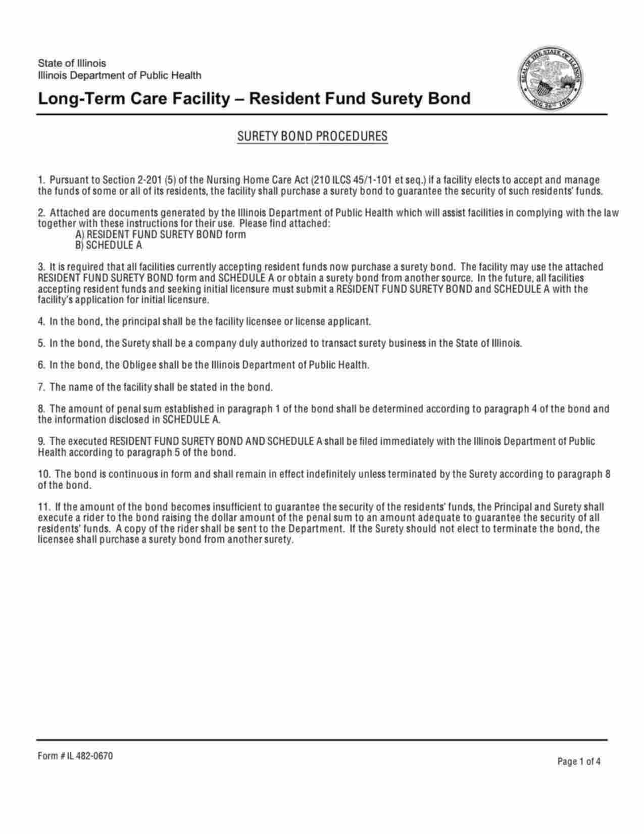 Illinois Long-Term Care Facility Resident's Fund Bond Form