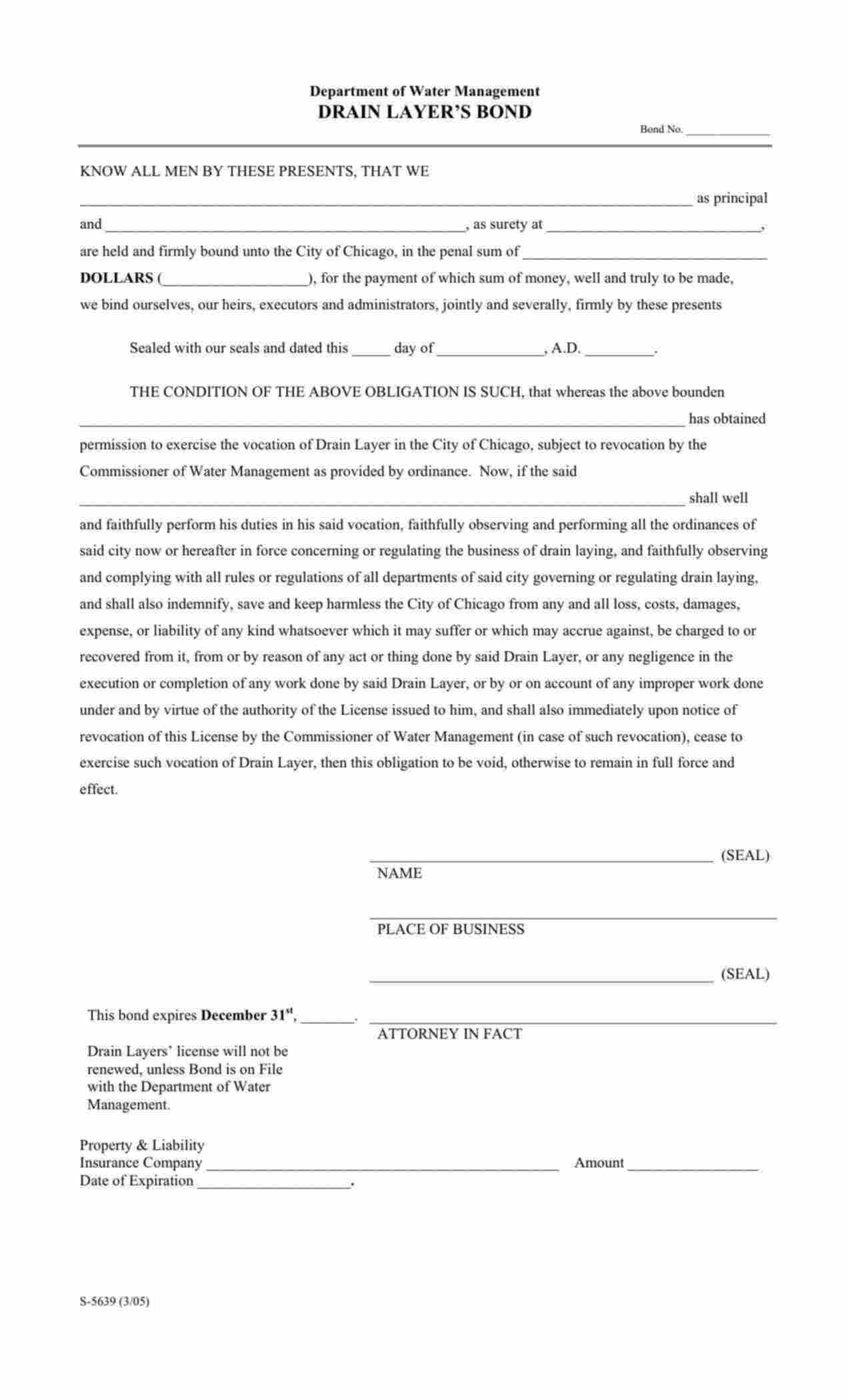 Illinois Drain Layer Bond Form