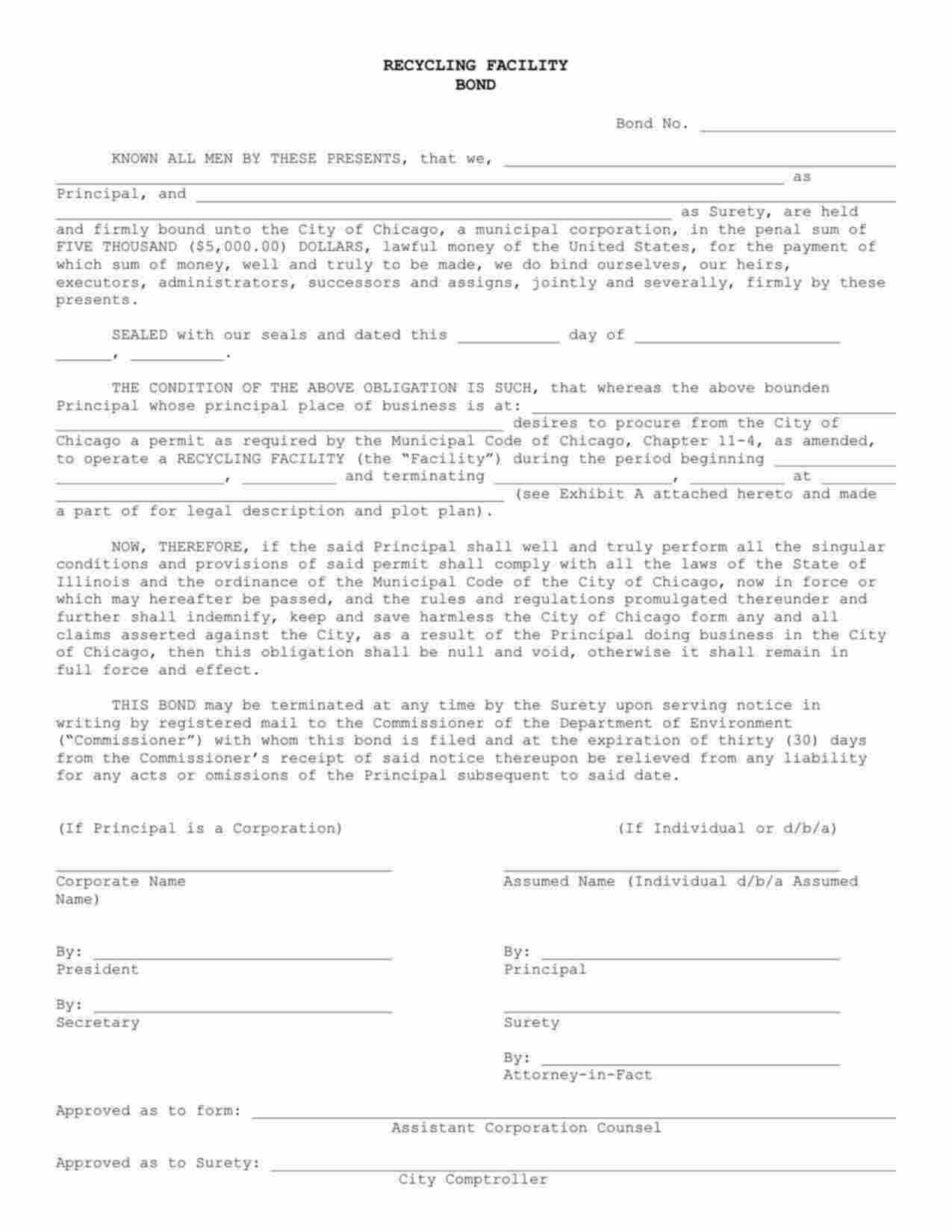 Illinois Recycling Facility Bond Form