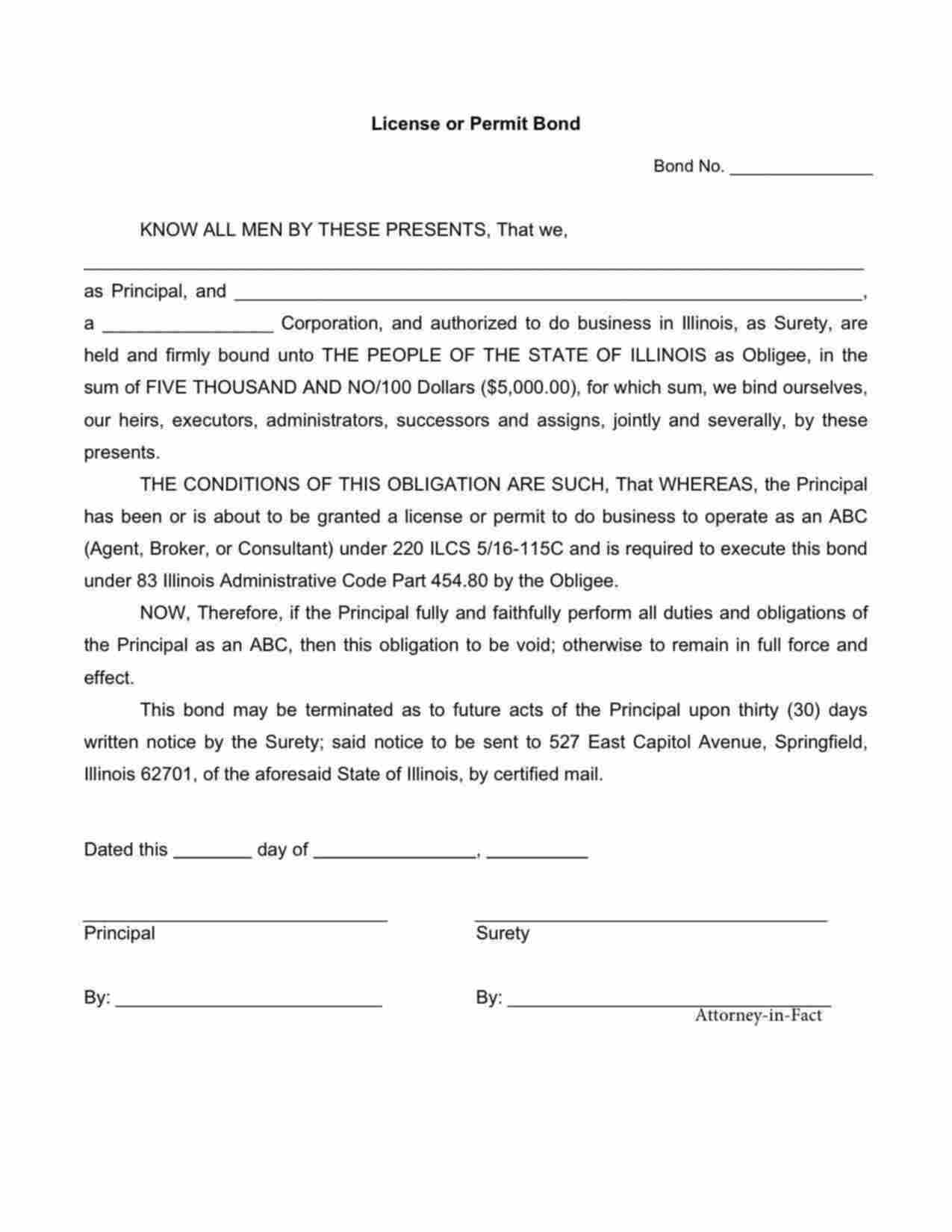 Illinois Retail Electric Agent, Brokers, Consultants (ABC) Bond Form