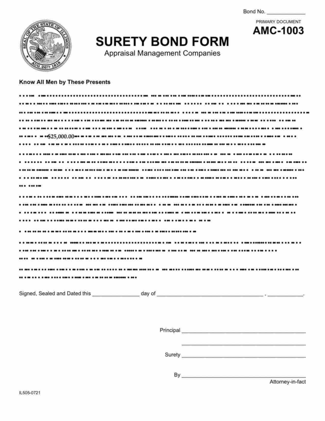 Illinois Appraisal Management Company Bond Form