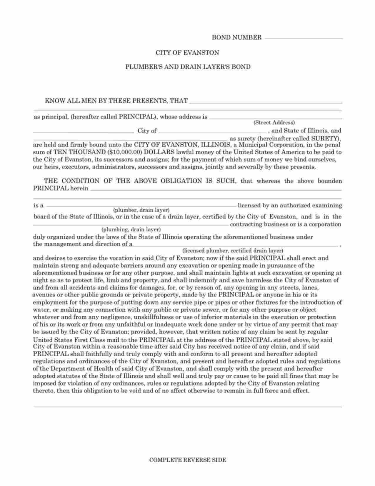 Illinois Certified Drain Layer Bond Form