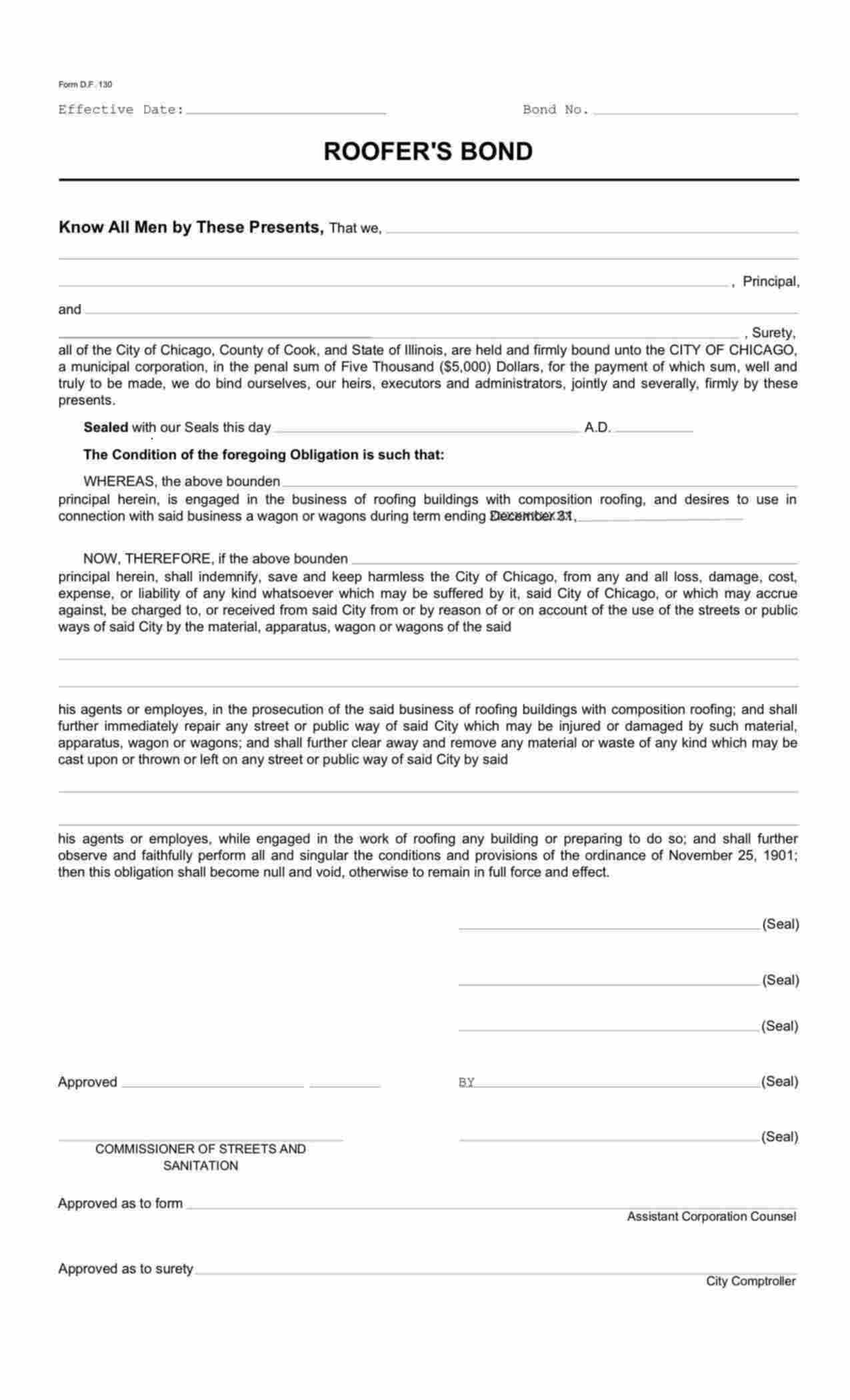 Illinois Roofer Bond Form