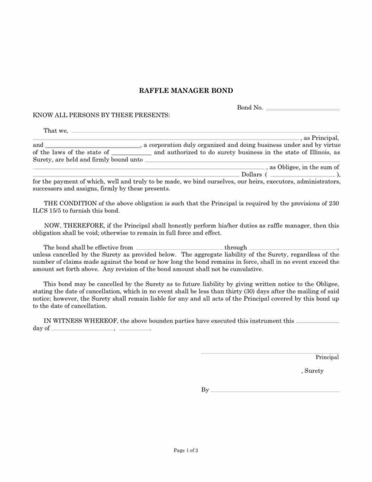 Illinois Raffle Manager Bond Form