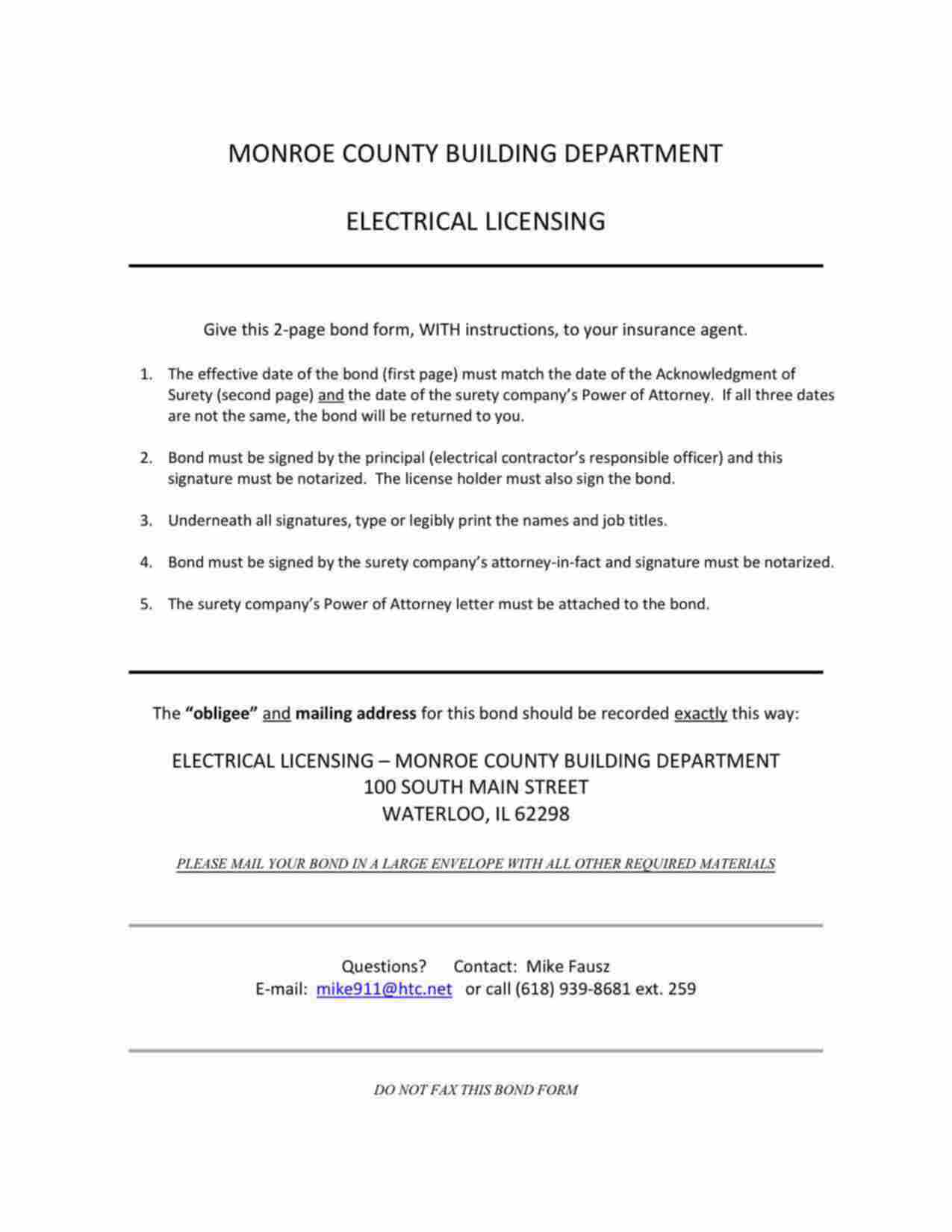 Illinois Electrical Contractor Bond Form