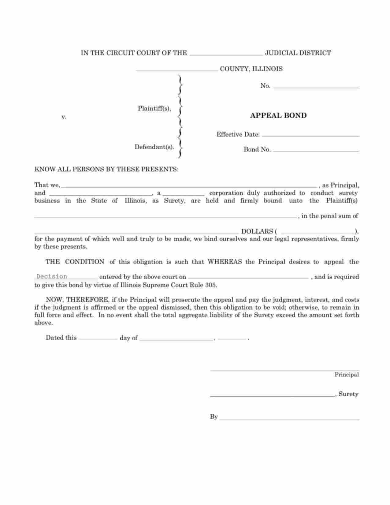 Illinois Appeal Bond Form
