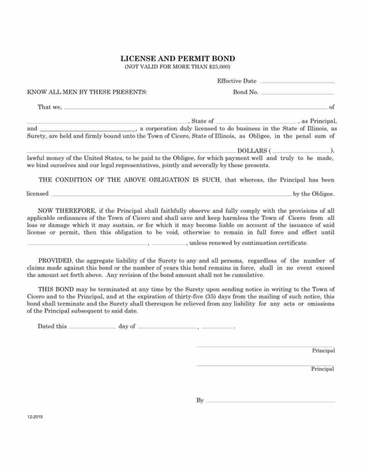 Illinois License/Permit Bond Form