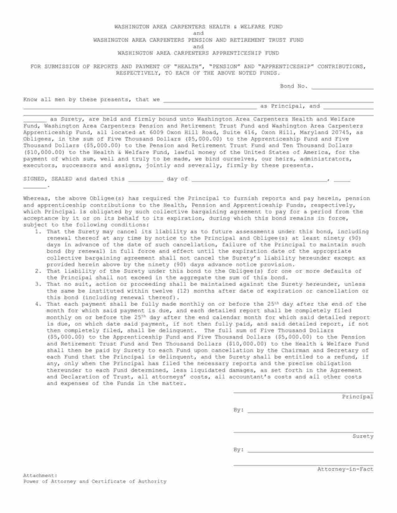 Maryland Wage and Welfare Bond Form