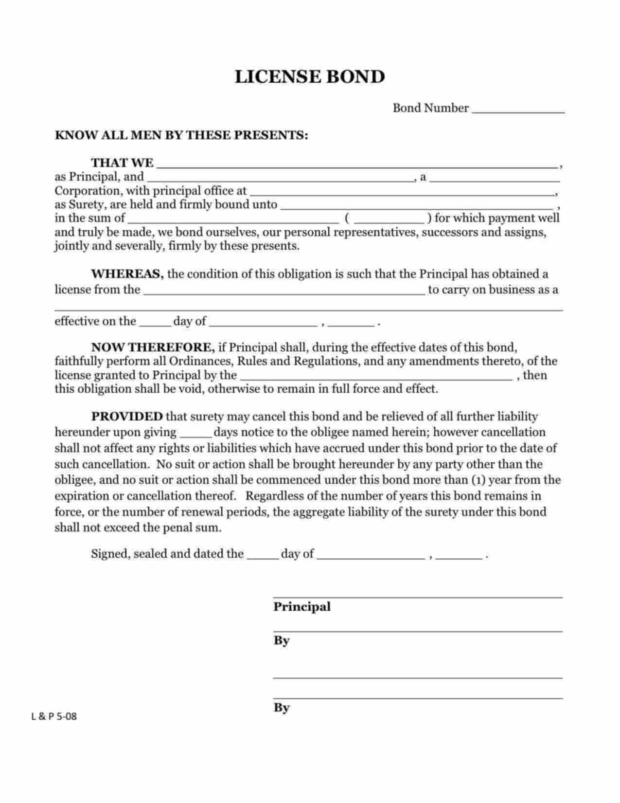 Michigan Cannabis Cultivator Company Bond Form