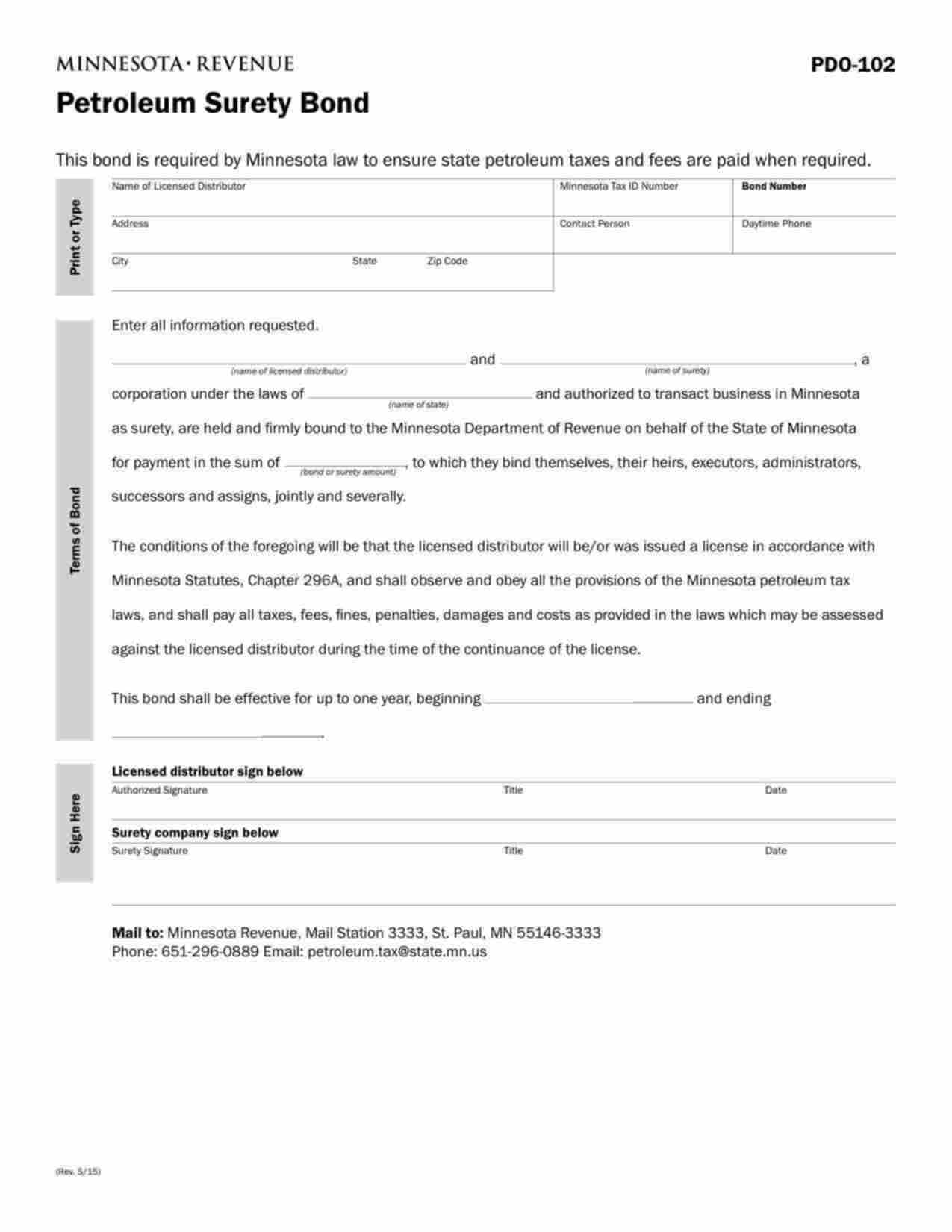 Minnesota Petroleum Distributor Bond Form