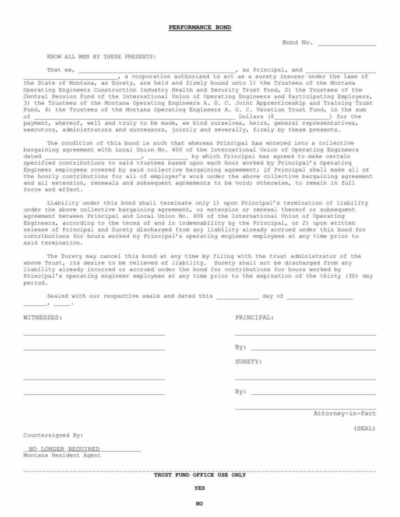 Montana Wage and Welfare Bond Form