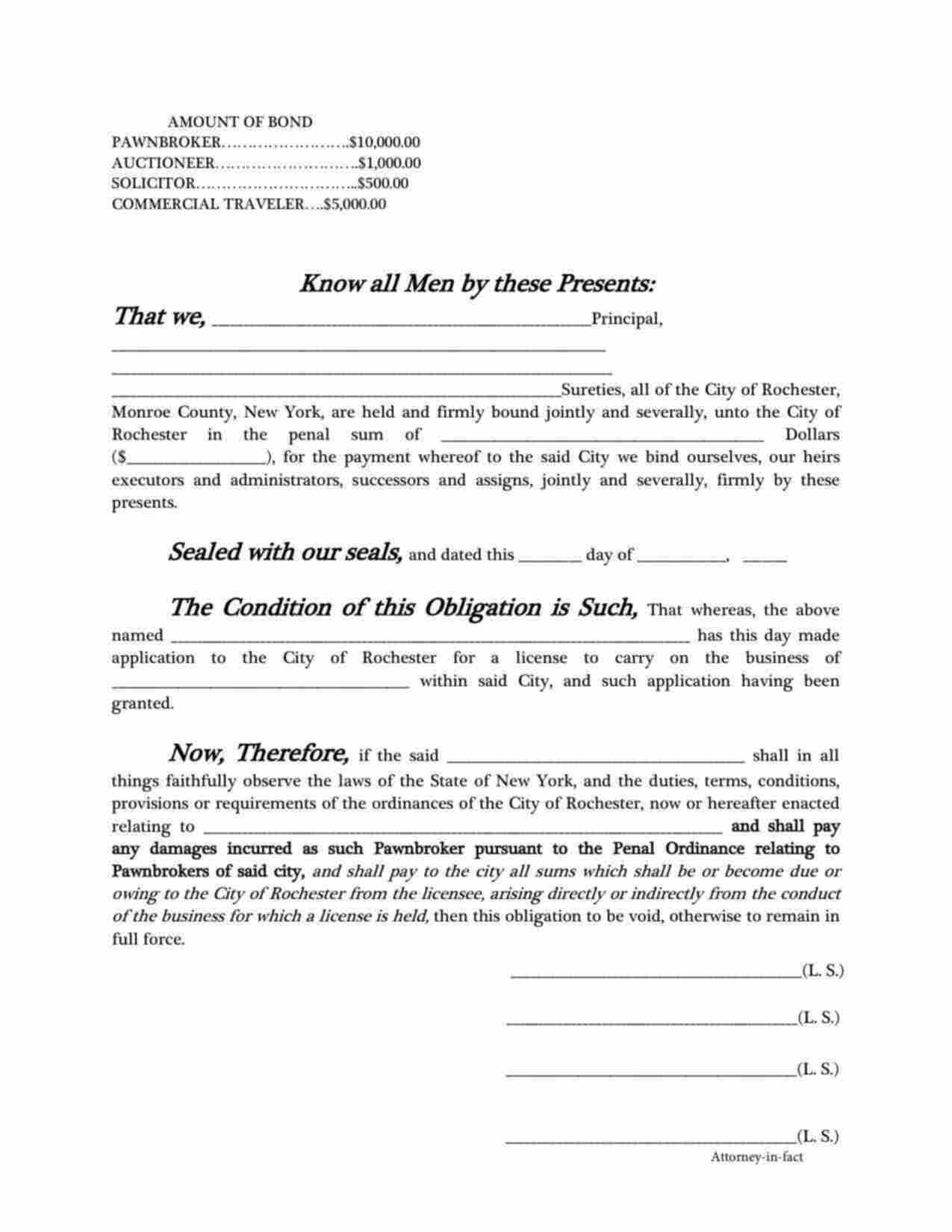 New York Solicitor Bond Form