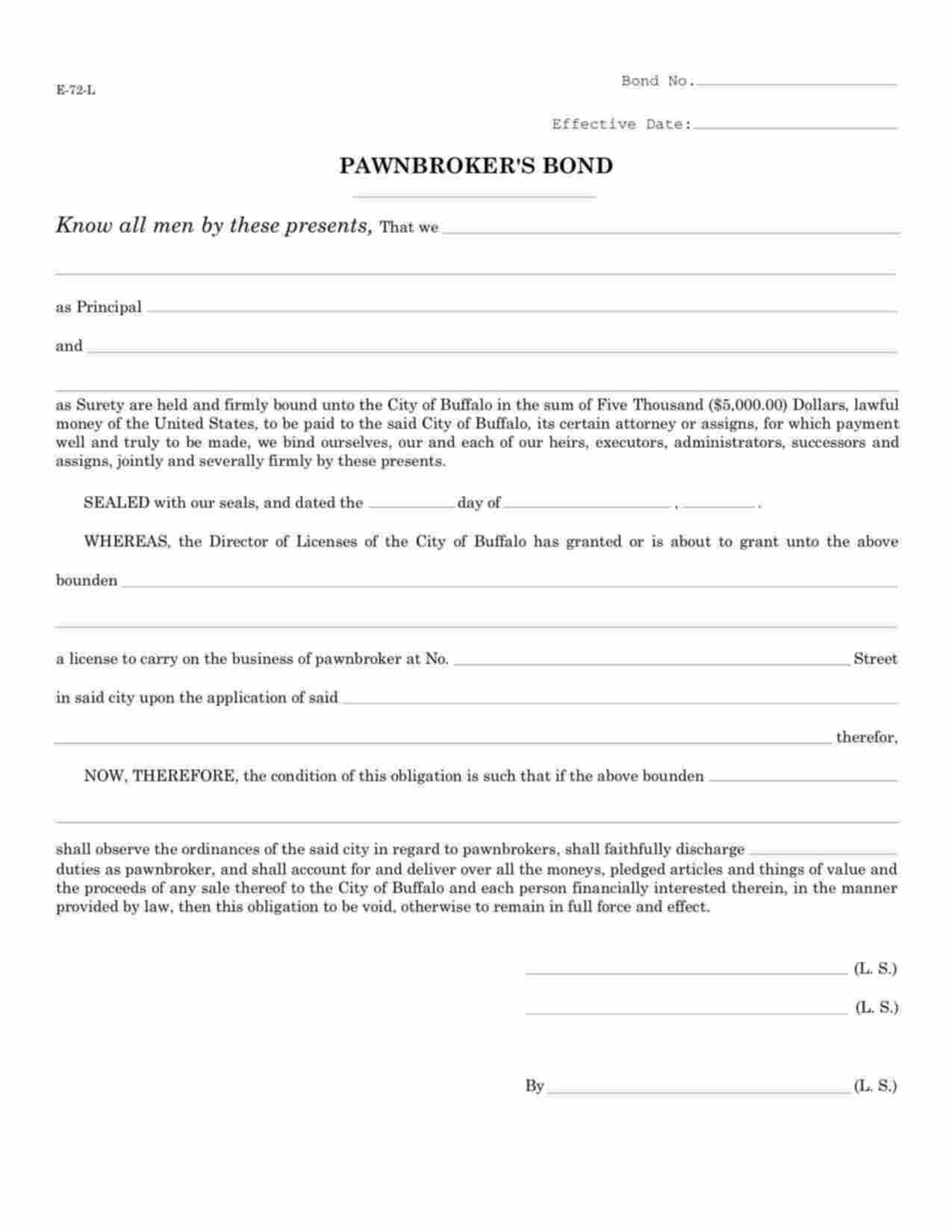 New York Pawnbroker Bond Form