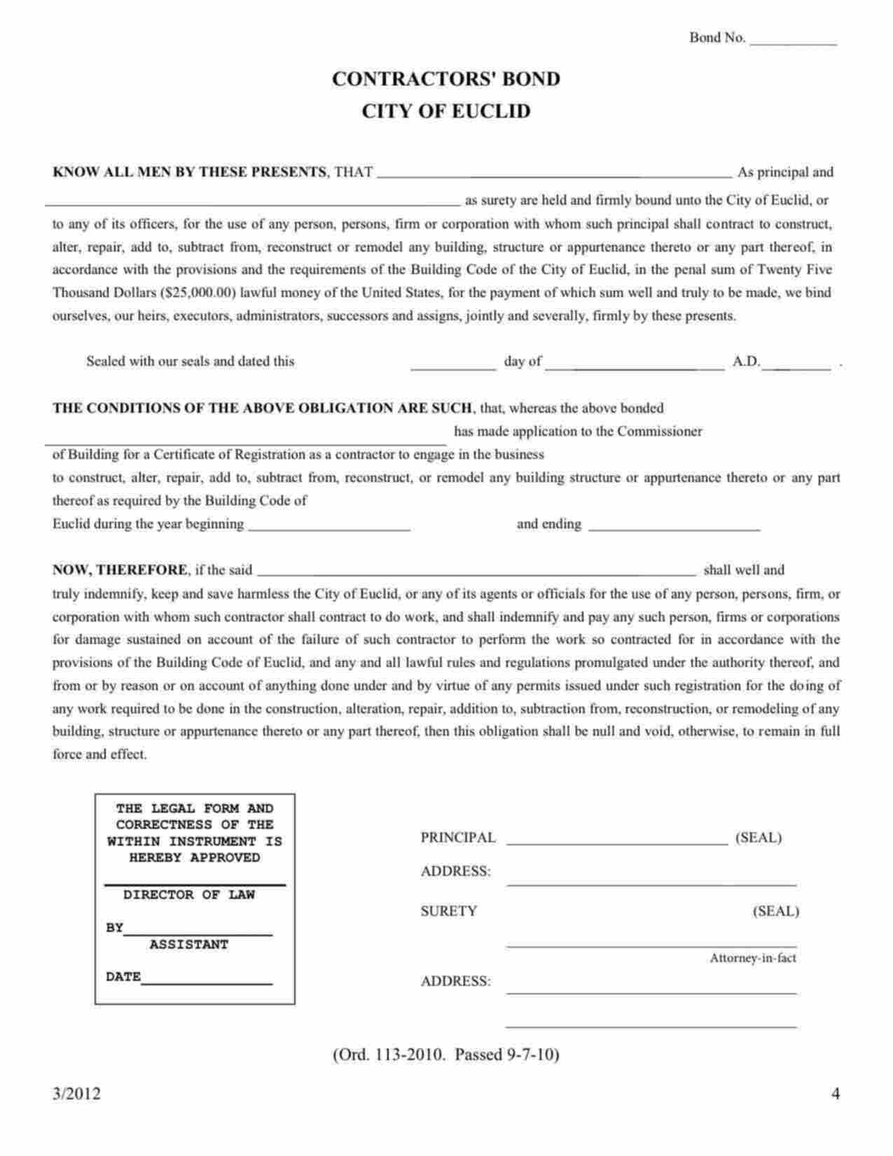 Ohio Contractors Registration Bond Form