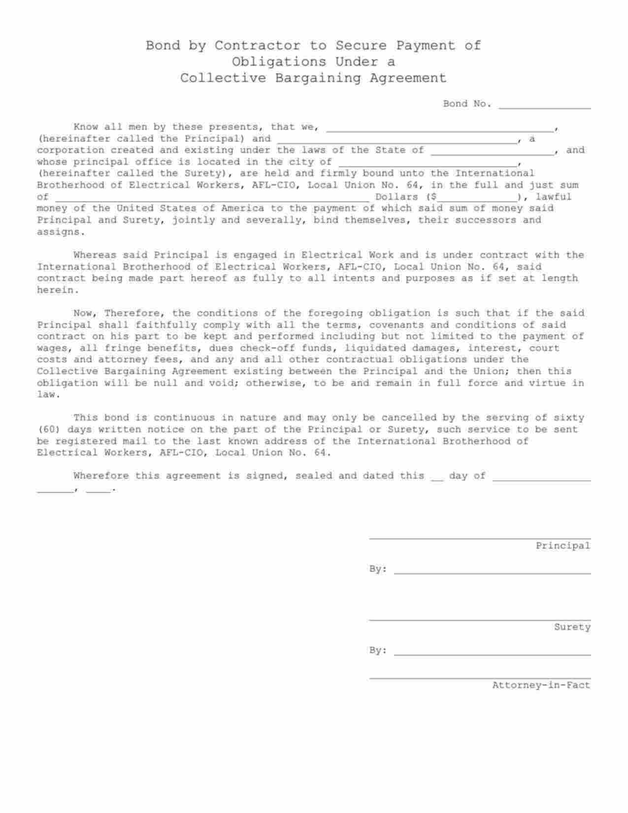 Ohio Wage and Welfare Bond Form