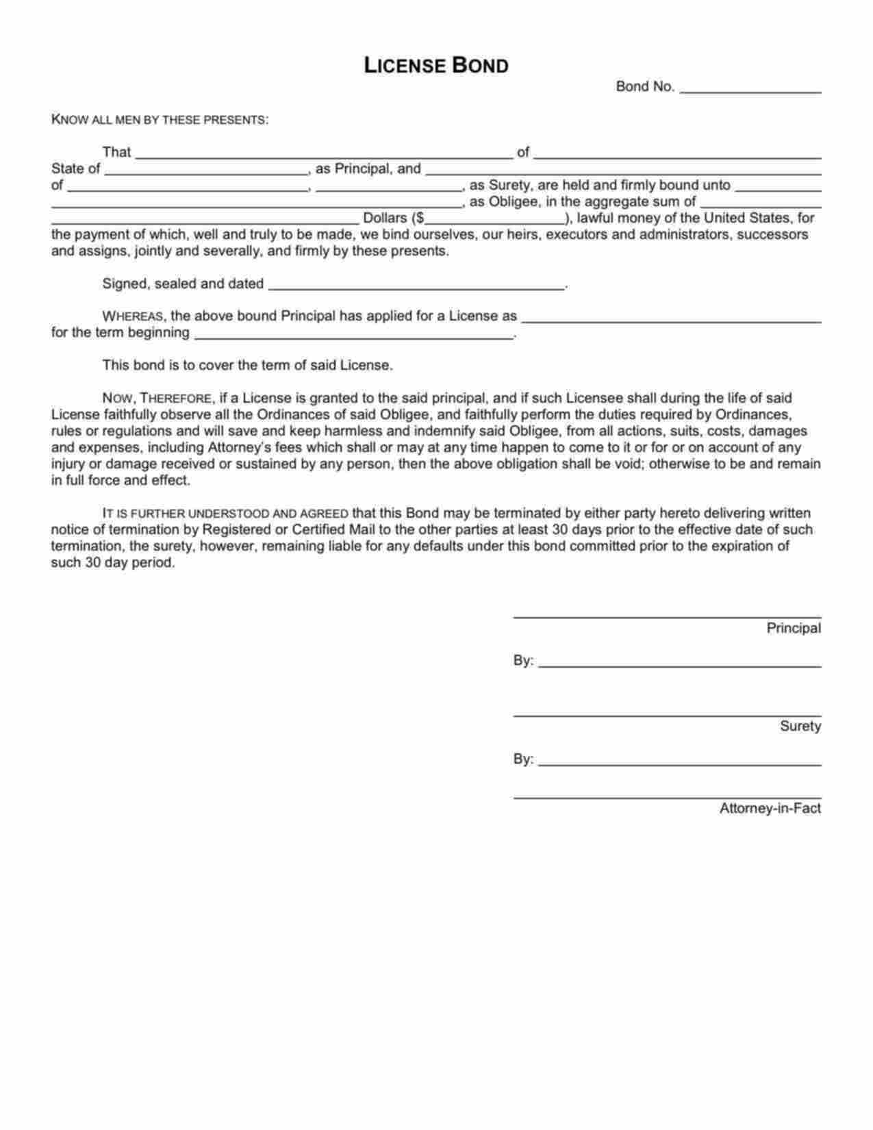 Ohio Contractor License Bond Form