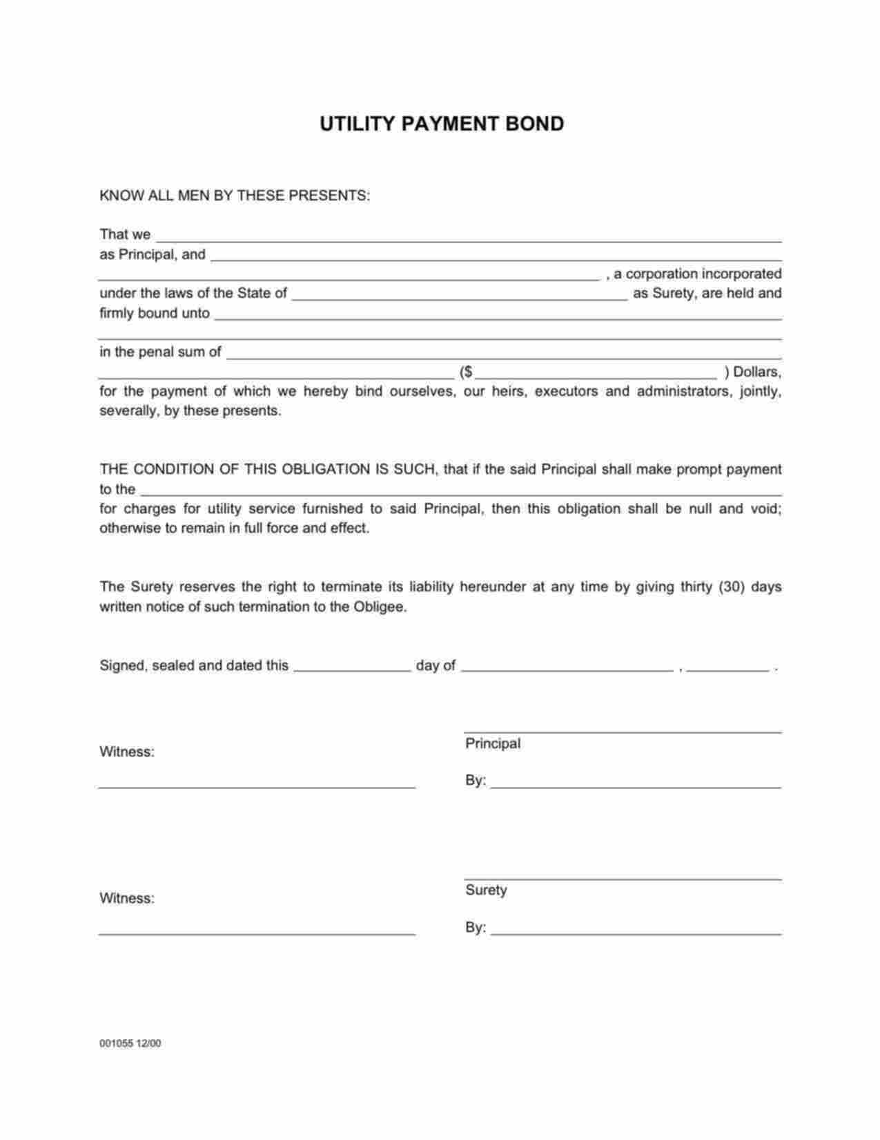 Oklahoma Utility Deposit Bond Form