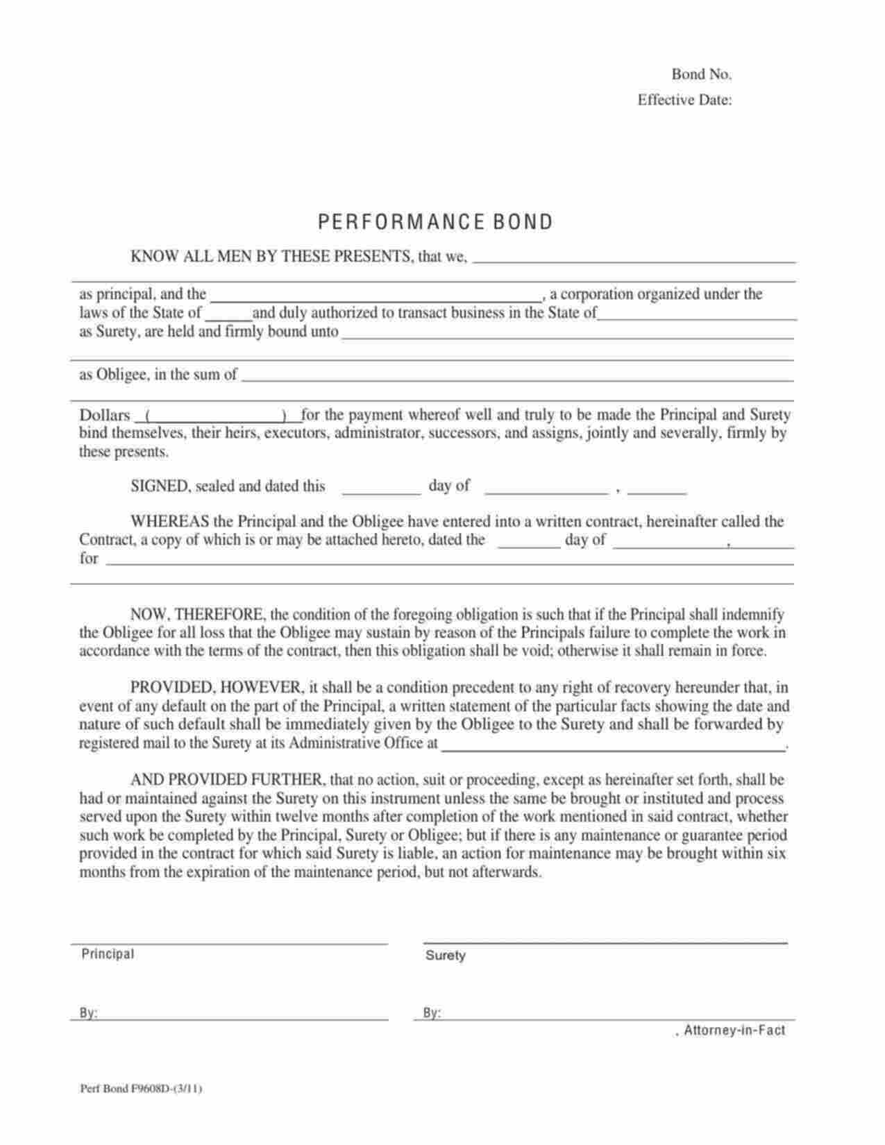 Pennsylvania Demolition Performance Bond Form