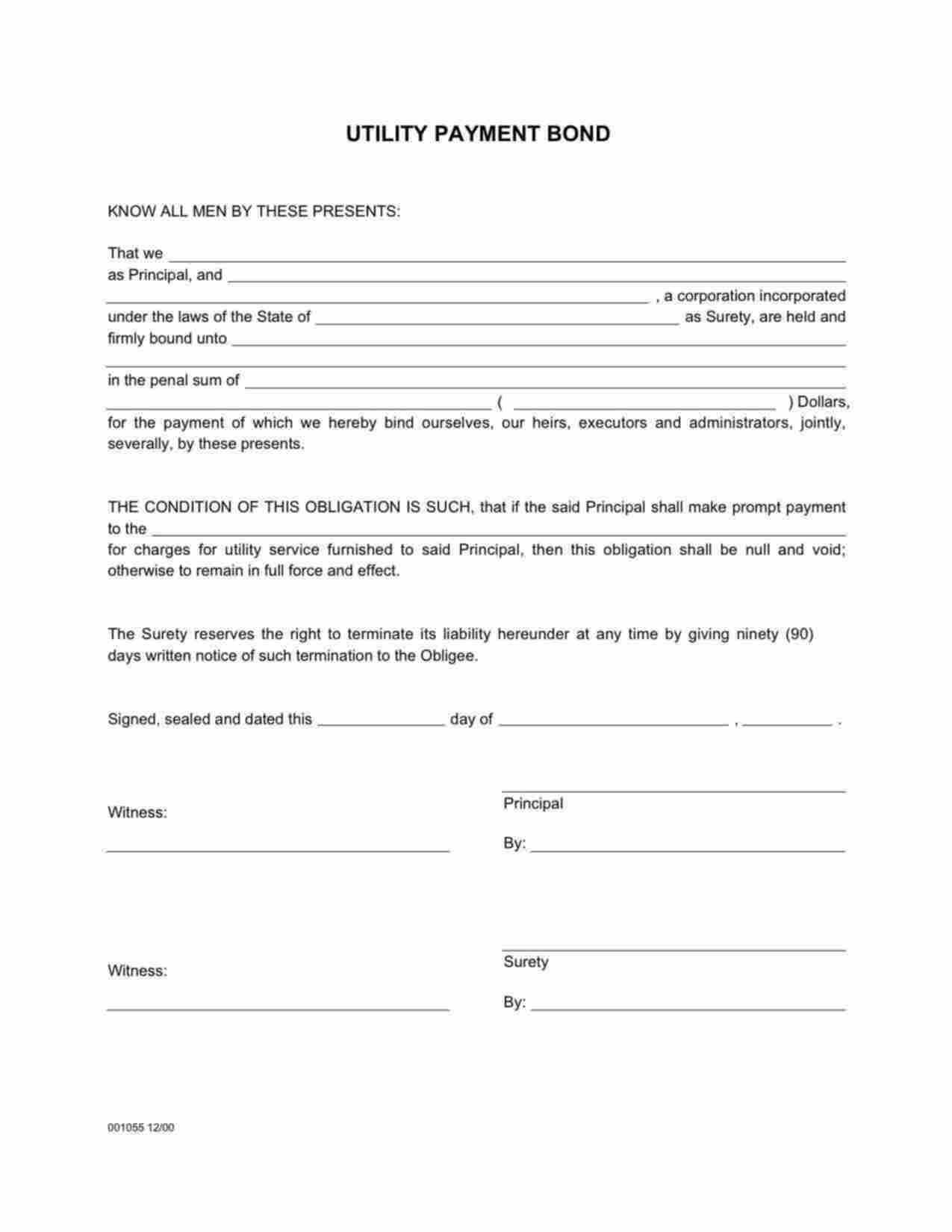 Tennessee Utility Deposit Bond Form