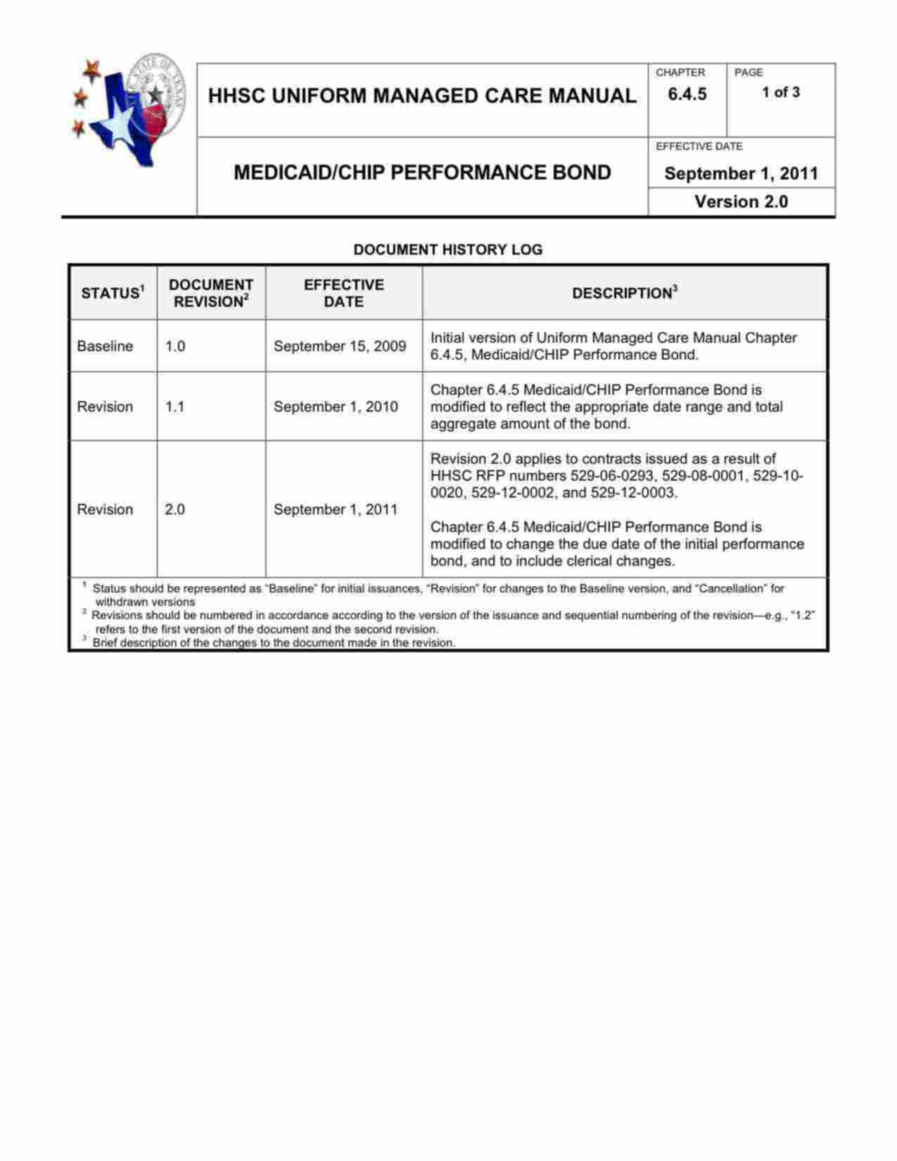 Texas Medicaid / CHIP Program Performance Bond Form