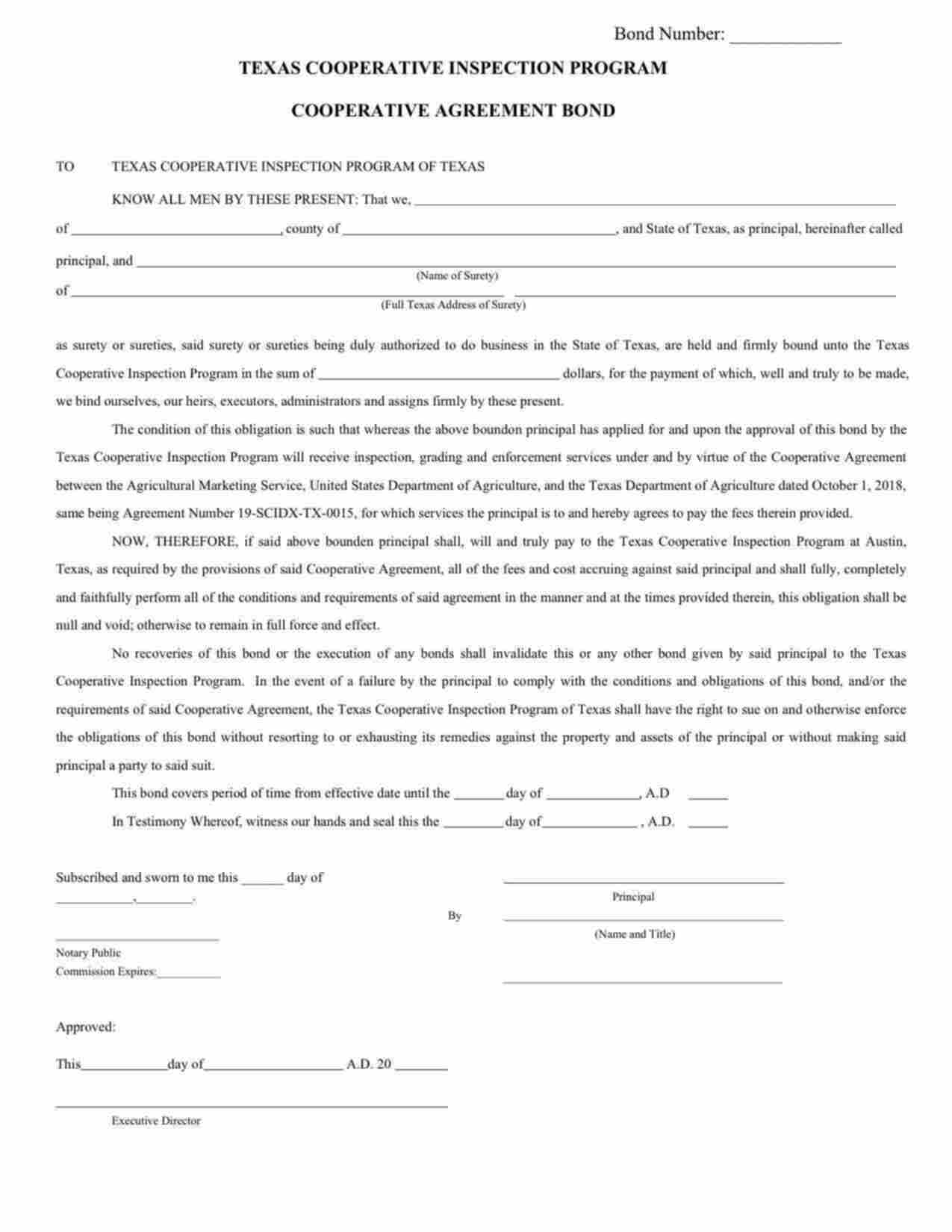 Texas Texas Cooperative Inspection Program Bond Form