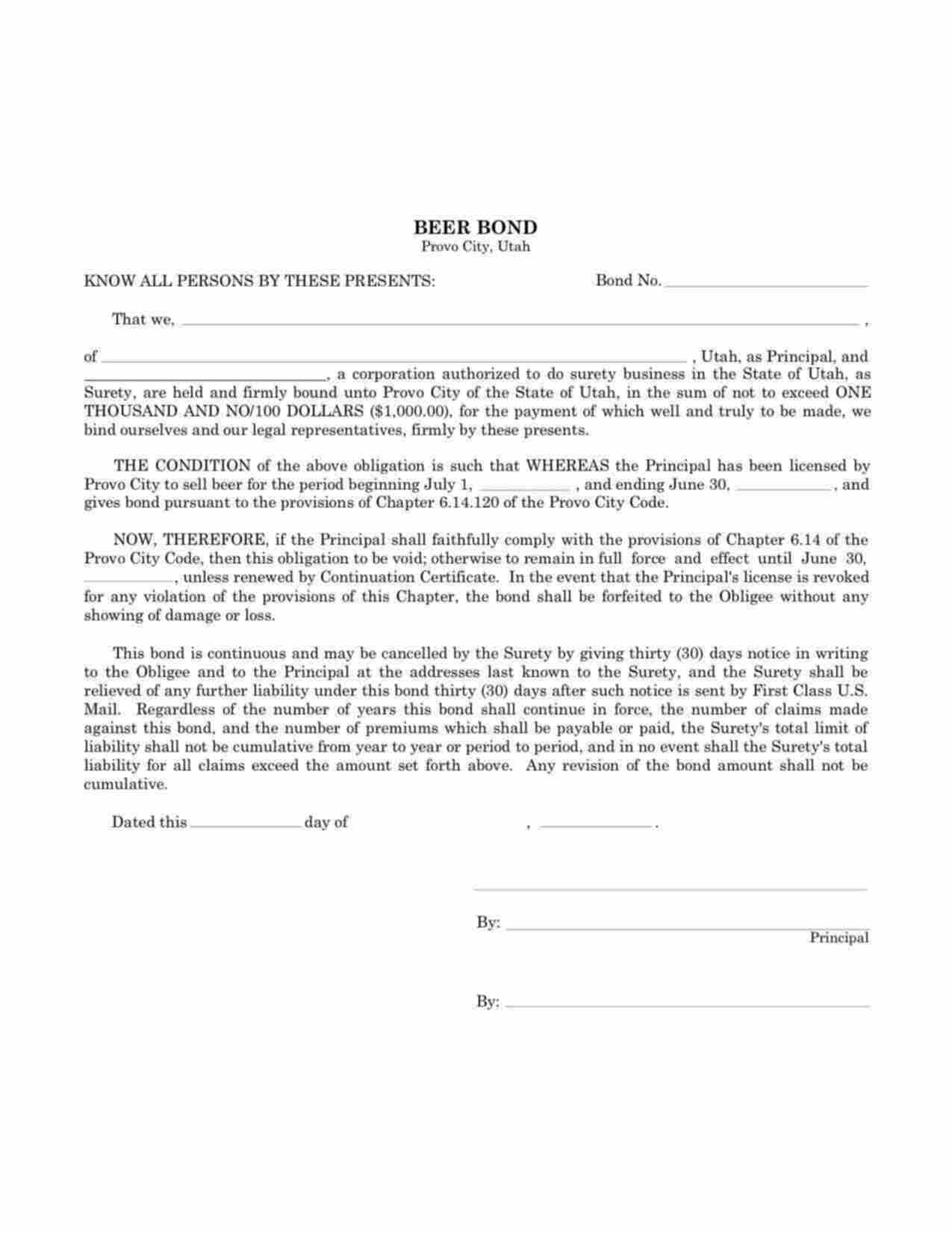 Utah Beer Bond Bond Form