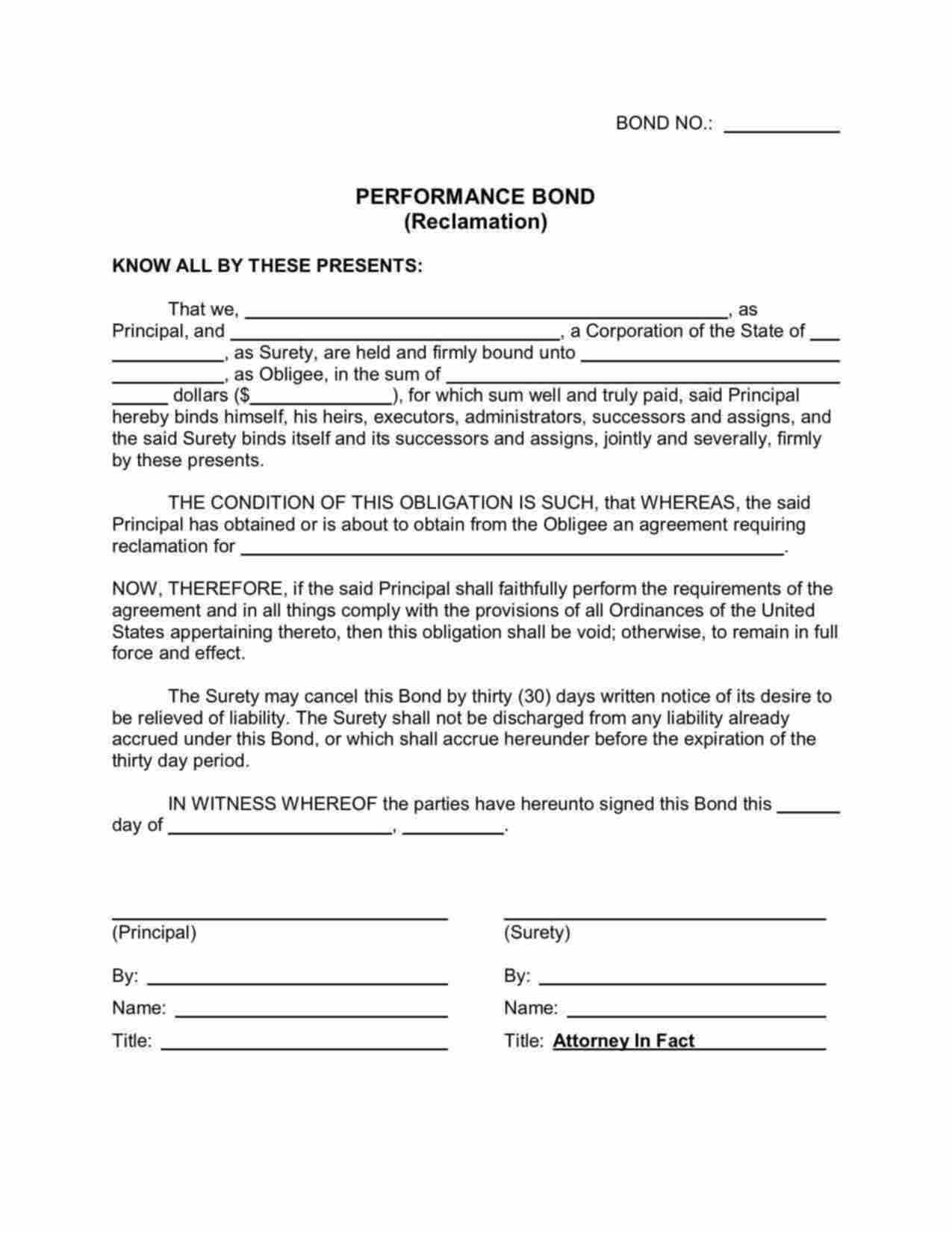 Virginia Reclamation Performance Bond Form