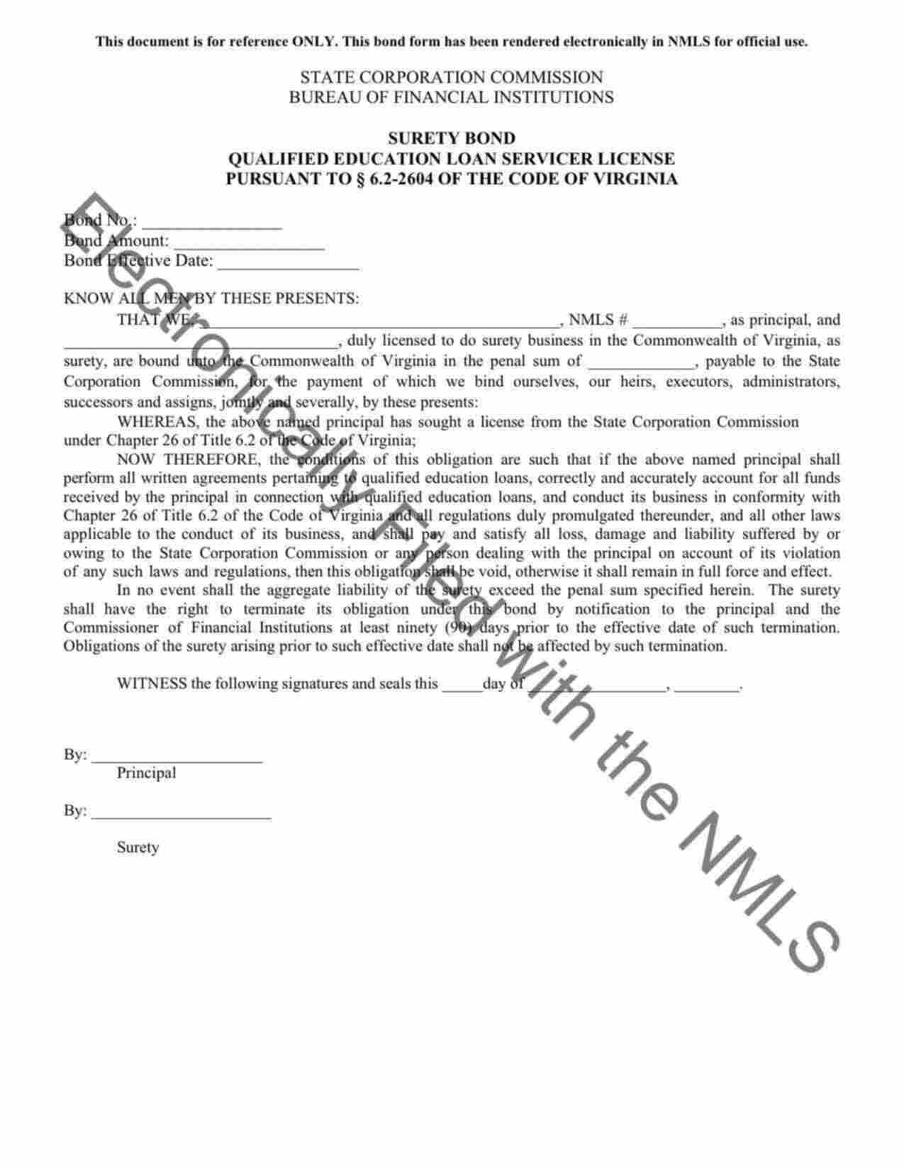 Virginia Land Disturbance Permit Bond Form
