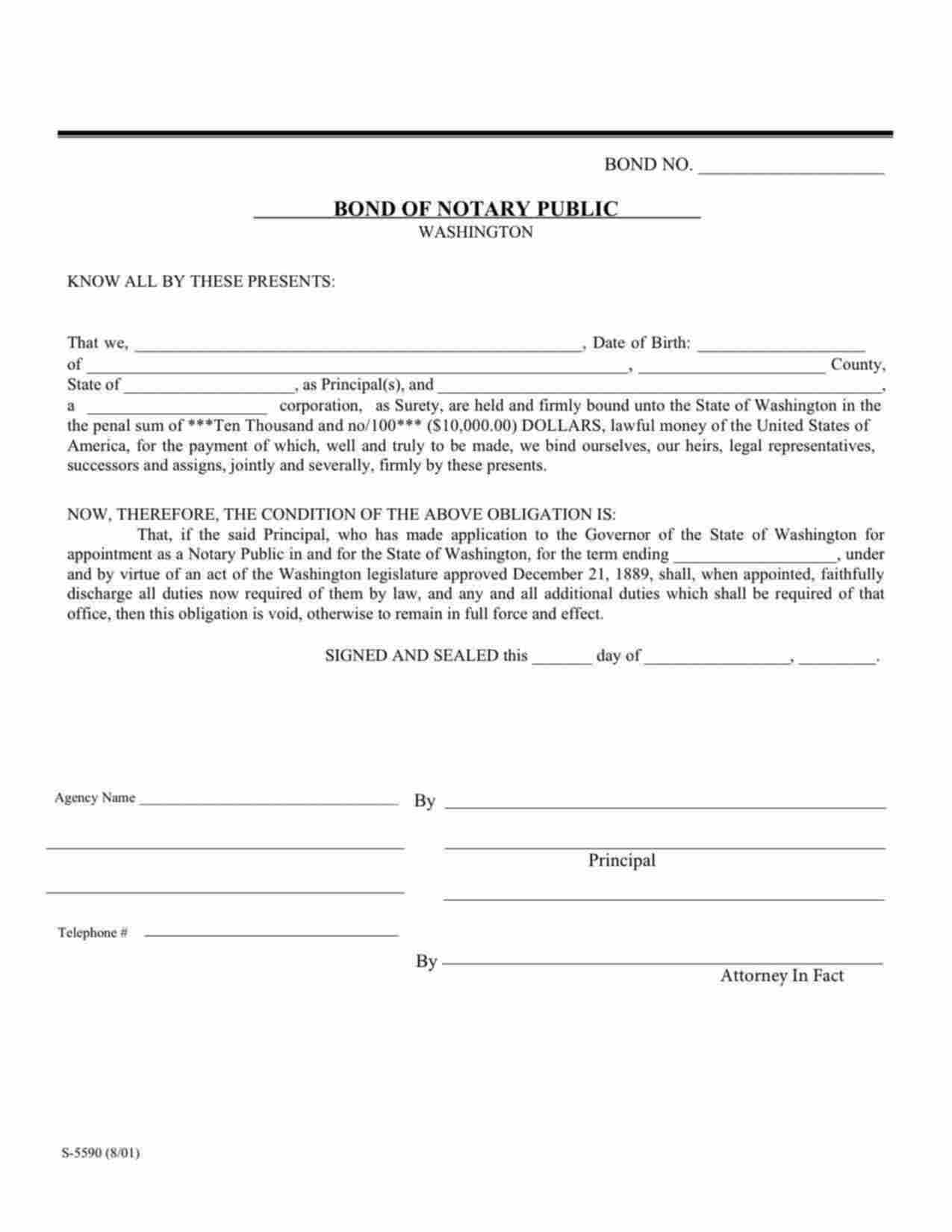 Washington Notary Public Bond Form