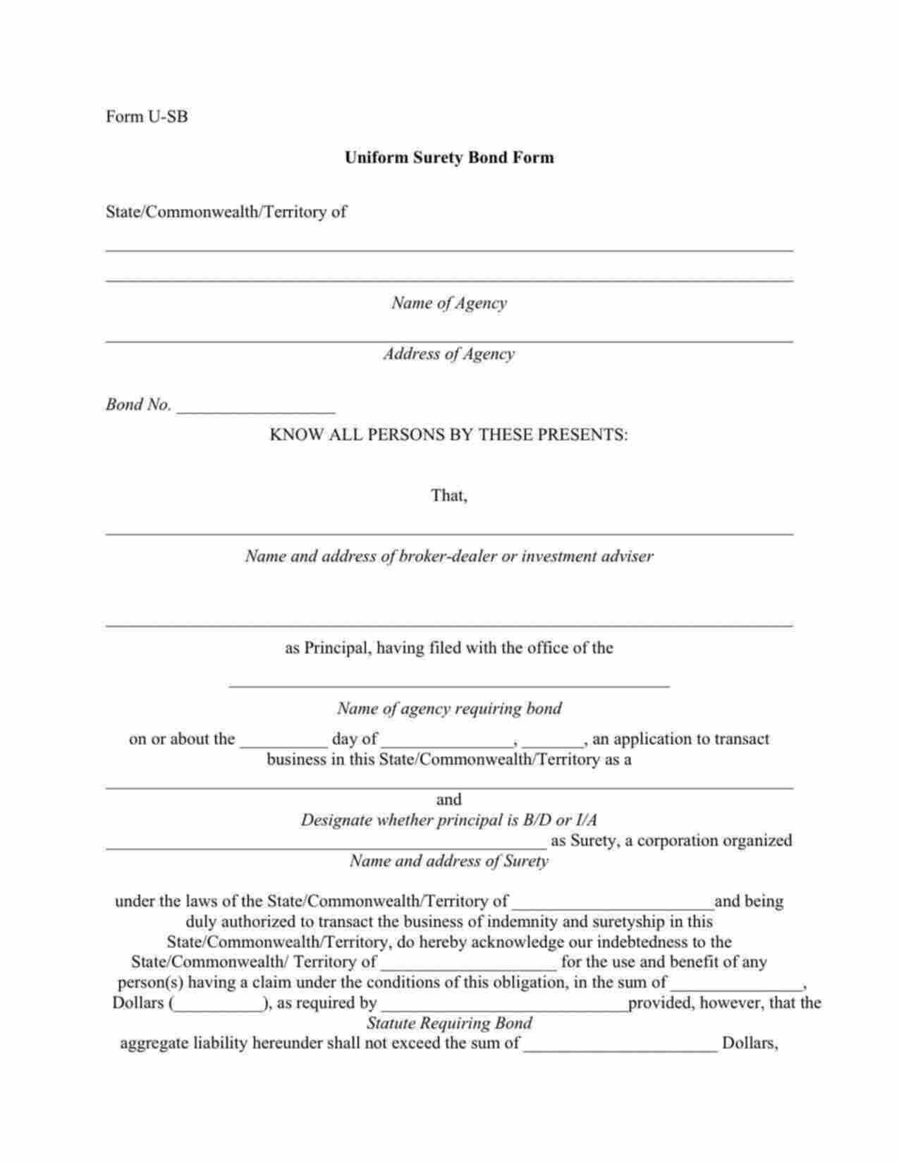 West Virginia Broker Dealer Bond Form